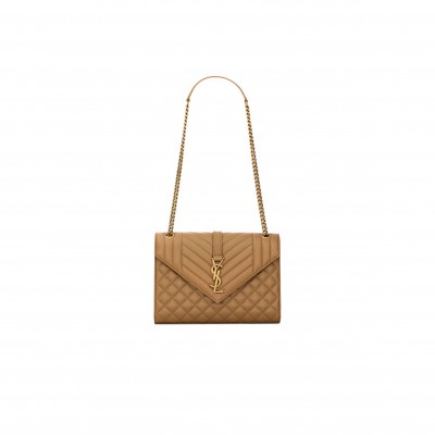 YSL ENVELOPE MEDIUM IN MATELASSÉ LAMBSKIN 600185AACT72760 (24*17.5*6cm)